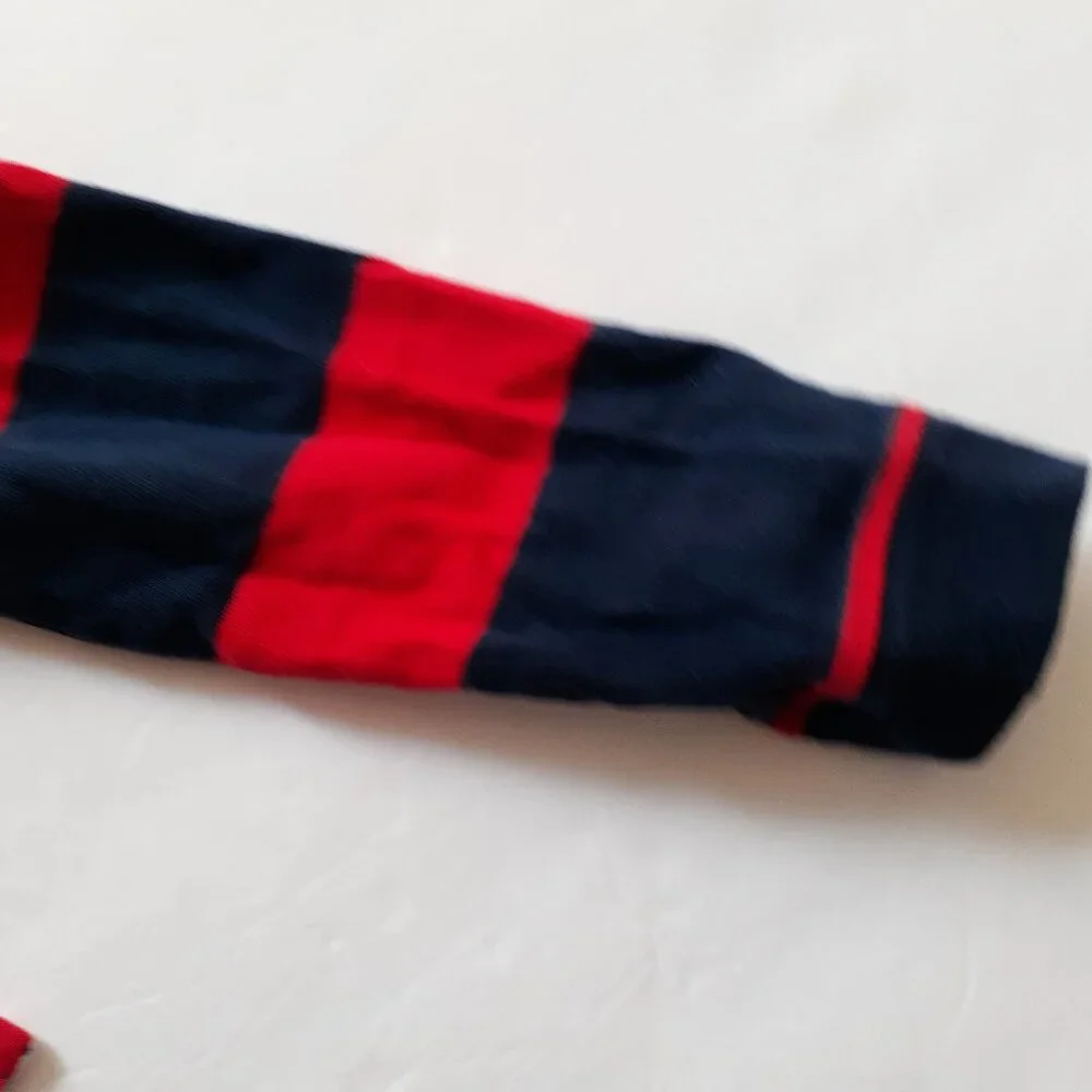 Old Navy Boys Shirt Polo Red Blue Stripe Long Sleeve Rugby XS 5